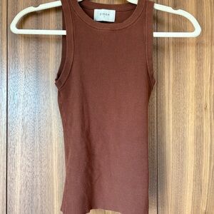 DISSH Brown Fitted Ribbed Tank Top